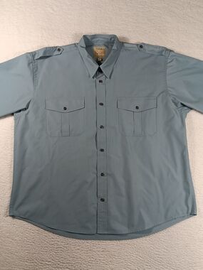 Cabela's Shirt Mens 2XL XXL Blue Safari Series Short Sleeve Outdoor Pockets